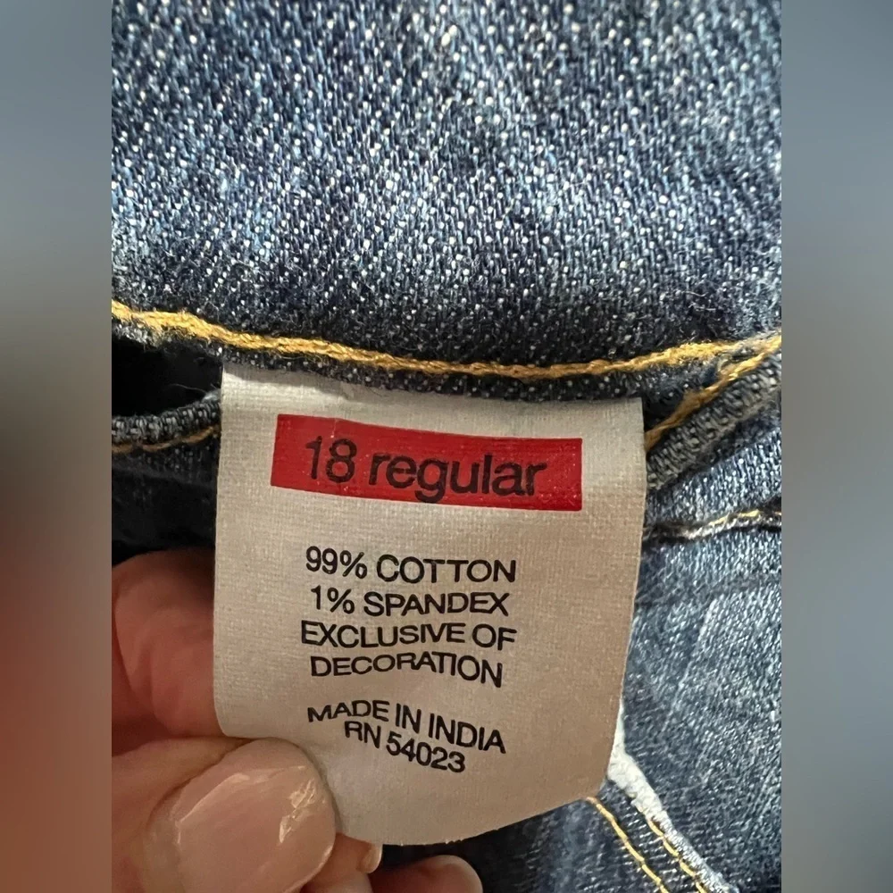 Gap Flare Blue Denim Jeans with Pink Embroidery